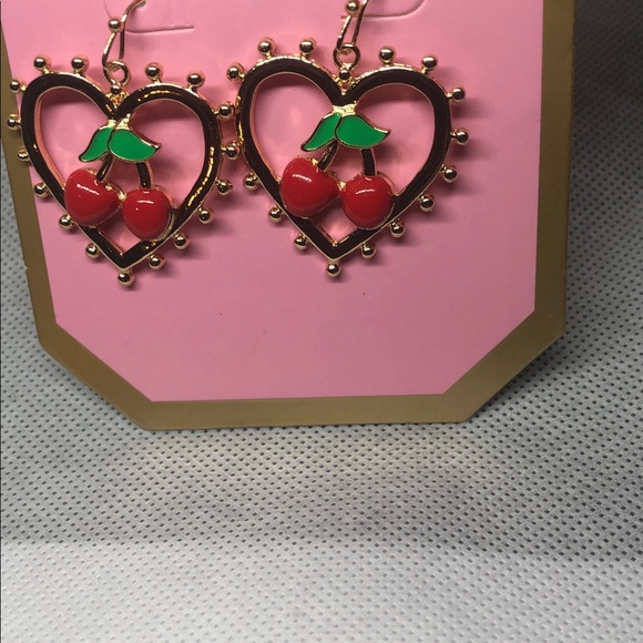 Juicy Couture Jewelry - Juicy Couture gold tone spiked heart red cherry dangle earrings new